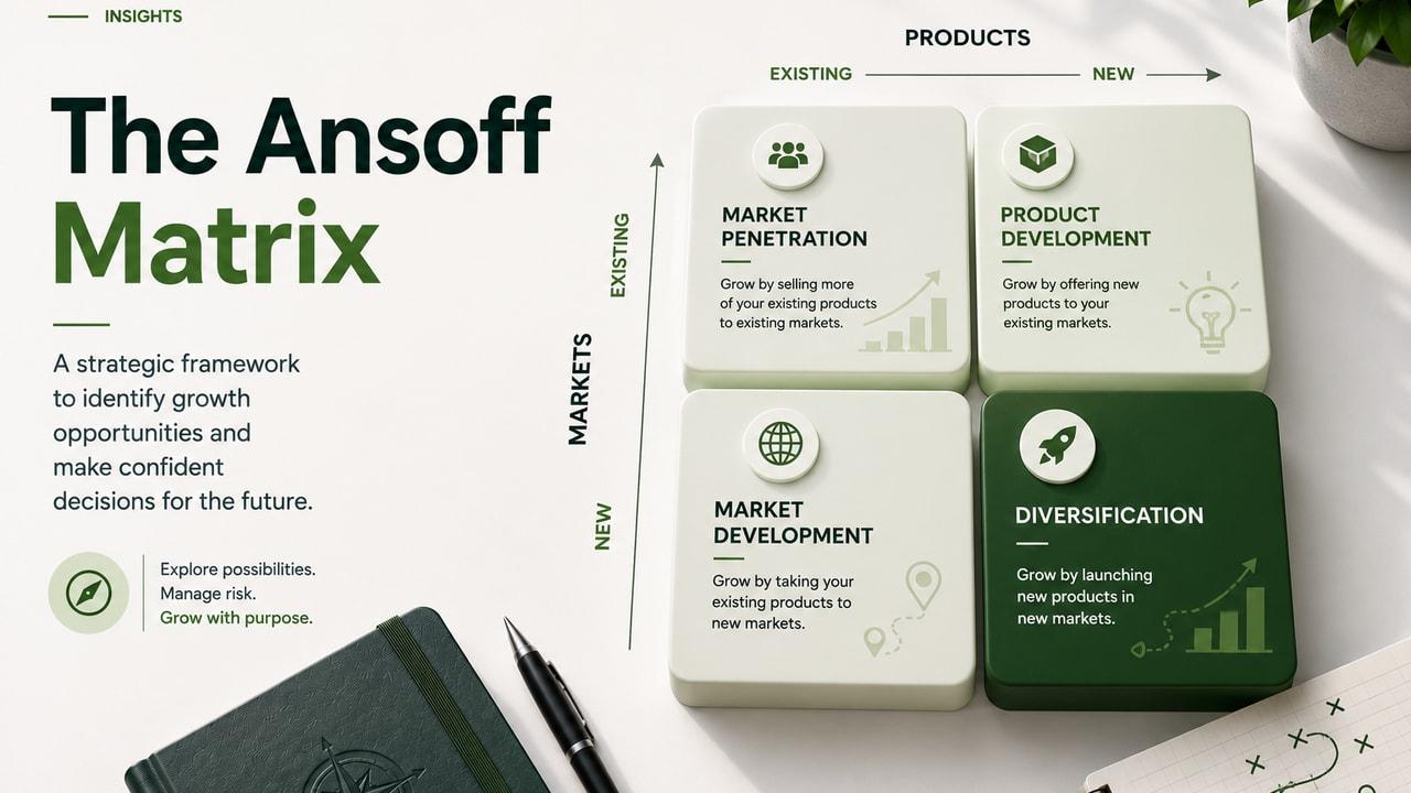مصفوفة Ansoff — كل مربّع شركة مختلفة